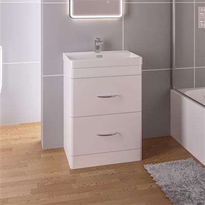 Cavone 80CM 2 Drawer Basin Vanity Unit - High gloss white 