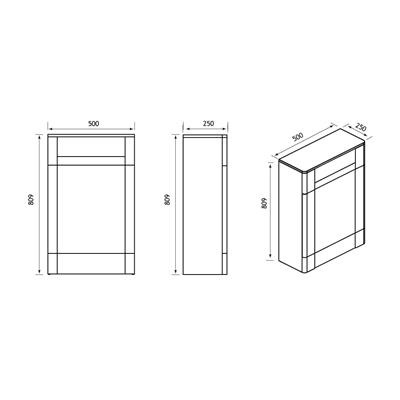 Hardwick 50cm(W) x 250cm(D) WC Unit - Matt White