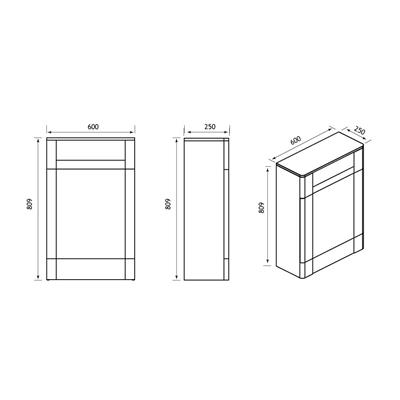 Hardwick 60cm(W) x 250cm(D) WC Unit - Anthracite