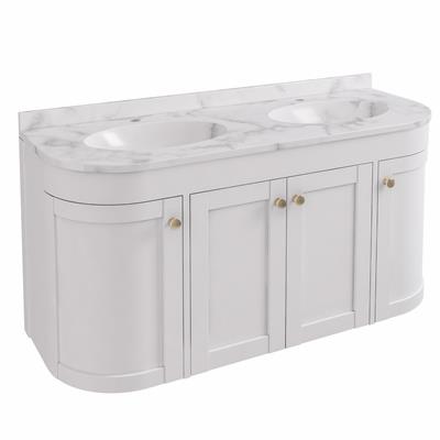 Hardwick 120CM 4 Door Double Bowl Wall Hung Basin Vanity Unit - Matt White