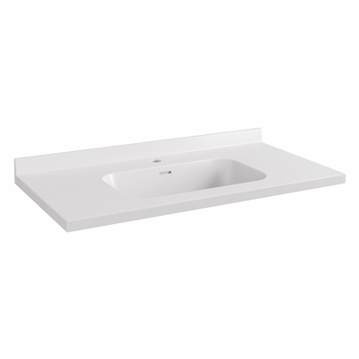 Hardwick 90cm x 46cm 1 Tap Hole Polymarble Square Basin - White