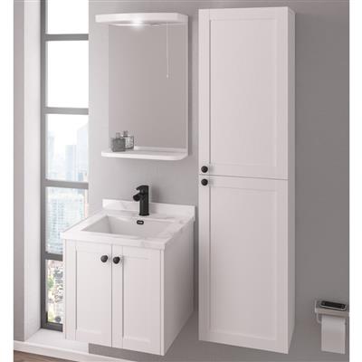 Hardwick 50CM 2 Door Square Wall Hung Basin Vanity Unit - Matt White