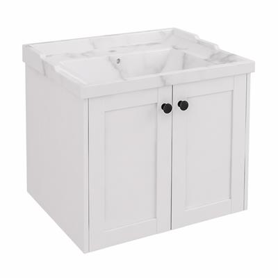 Hardwick 60CM 2 Door Square Wall Hung Basin Vanity Unit - Matt White