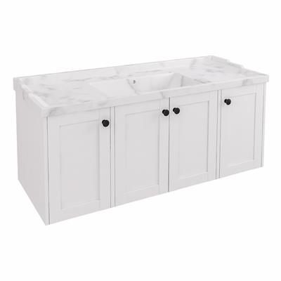 Hardwick 120CM 4 Door Square Single Bowl Wall Hung Basin Vanity Unit - Matt White