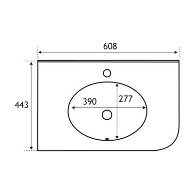 Hardwick 60cm x 44cm Left Hand (LH) 1 Tap Hole Quartz Corner Basin - White