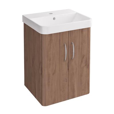 Cavone II 400mm Wall Hung 2 Door Wall Hung Basin Vanity Unit - Medium Oak 