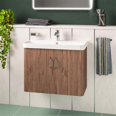 Cavone II 700x335mm Wall Hung 2 Door Unit - Medium Oak 