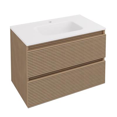 Olympia 800x445mm Fluted Effect Drawer Vanity Wall Hung Unit 