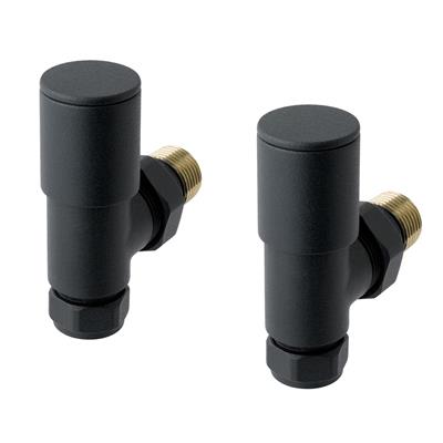 Matt Black Angled Radiator Valves (Pair of 2 Valves)