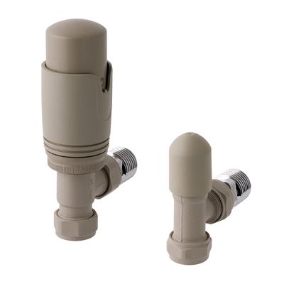 15mm Angled TRV and Lockshield Valve Matt Cappuccino