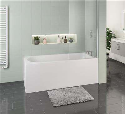 Biscay 1800 x 800 x 440mm Right Hand (RH) Straight Beauforte Shower Bath - White