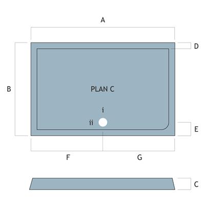 Vantage Plan C 1200mm x 1000mm Rectangular Shower Tray - White