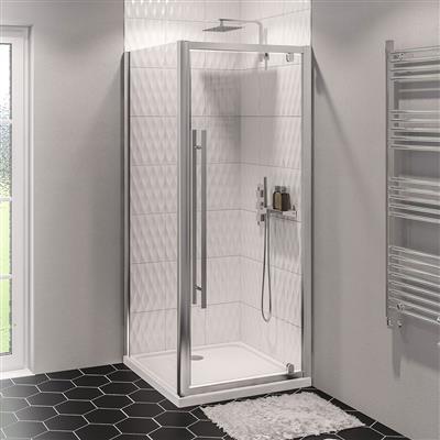 Vantage 2000 6mm Easy Clean 2000mm x 1000mm Pivot Shower Door - Chrome