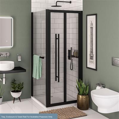 Vantage 2000 6mm Easy Clean 2000mm x 900mm Bi-Fold Shower Door - Matt Black