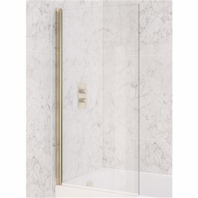 Beaufort 6mm 1400 x 800mm Designer Straight Bath Screen - Brushed Brass