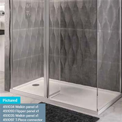 Vantage 2000 8mm Easy Clean 2000mm x 300mm Flipper Shower Panel - Chrome