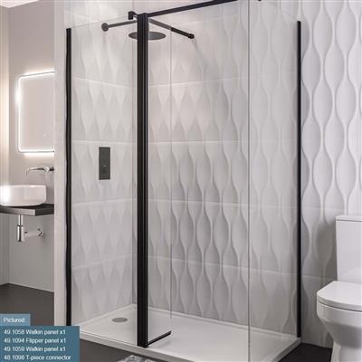 Vantage 2000 8mm Easy Clean 2000mm x 300mm Flipper Shower Panel - Matt Black