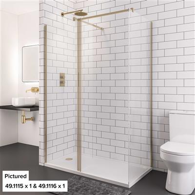 Vantage 2000 8mm Easy Clean 2000mm x 700mm Walk-In Shower Panel - Brushed Brass