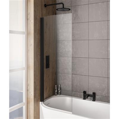 Bray 6mm 1400 x 730mm Left Hand Bath Screen - Black