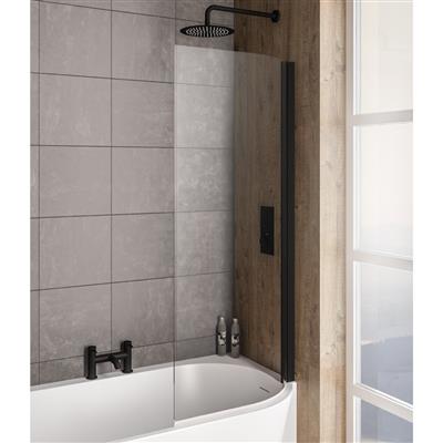 Bray 6mm 1400 x 730mm Right Hand Bath Screen - Black