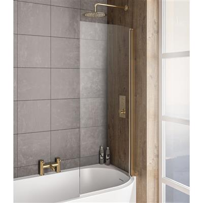 Bray 6mm 1400 x 730mm Right Hand Bath Screen Brushed Brass 