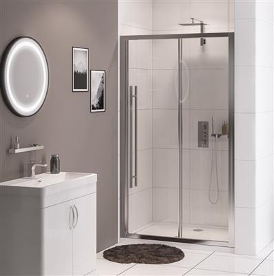 Vantage 2000 Easy Clean 2000x1300mm Slider Shower Door - Chrome