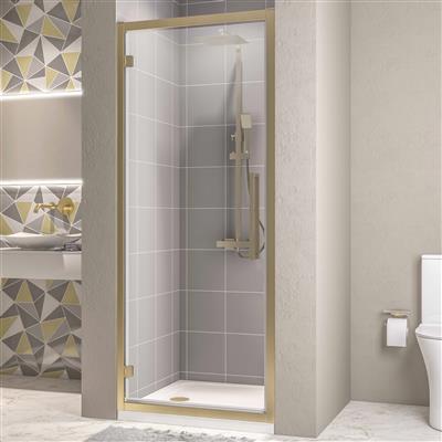 Corniche 2000 8mm Framed 2000mm x 900mm Hinged Shower Door - Brushed Brass