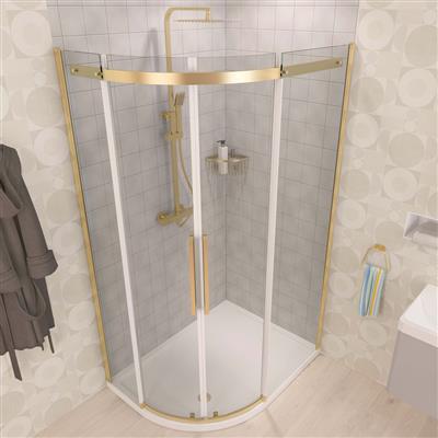 Corniche 2000 1200x800mm Left Hand Offset Quadrant Shower Enclosure - Brushed Brass