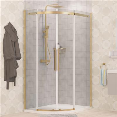 Corniche 2000 1200x900mm Left Hand Offset Quadrant Shower Enclosure - Brushed Brass