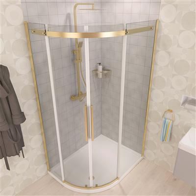 Corniche 2000 1100x800mm Right Hand Offset Quadrant Shower Enclosure - Brushed Brass