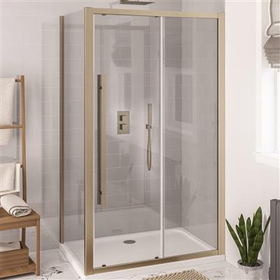 Vantage 2000 Easy Clean 2000mm x 1400mm Slider Shower Door - Brushed Brass