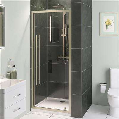 Vantage 2000 6mm Easy Clean 2000mm x 700mm Pivot Shower Door - Brushed Brass