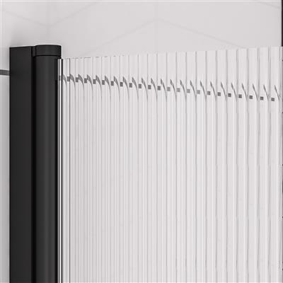 6mm 1400 x 800mm Left Hand (LH) Fluted Straight Bath Screen - Matt Black