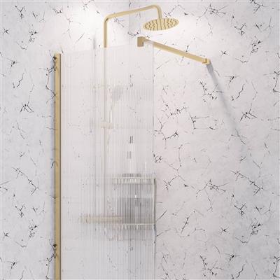 Vantage 2000 8mm Easy Clean 2000mm x 800mm Walk-In Shower Panel with Fluted Glass - Brushed Brass