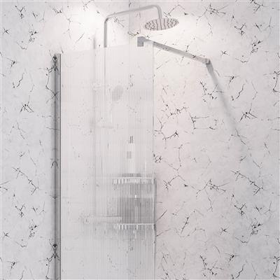 Vantage 2000 8mm Easy Clean 2000mm x 900mm Walk-In Shower Panel with Fluted Glass - Chrome