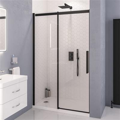 Corniche 2000 8mm Semi-Frameless 2000mm x 1100mm Slider Shower Door - Matt Black