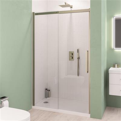 Corniche 2000 8mm Semi-Frameless 2000mm x 1200mm Slider Shower Door - Brushed Brass