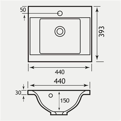 Oslo 44cm x 39cm 1 Tap Hole Cast Marble Basin - White