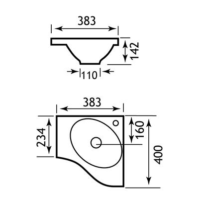 Oslo 38cm x (400x234)cm Right Hand (RH) 1 Tap Hole Corner Combi Long Basin - White