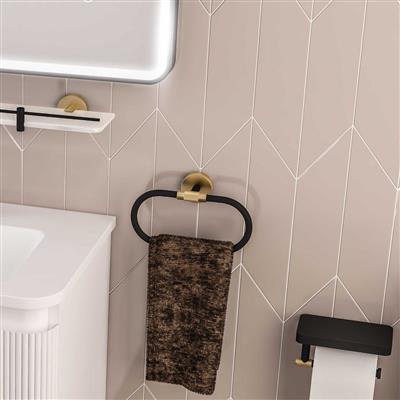 Catania Towel Ring Matt Black/Brushed Brass