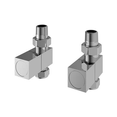 Straight Square Radiator Valves (pair) Chrome