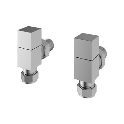 Angled Square Radiator Valves (pair) Chrome