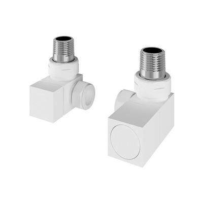 Corner Square Radiator Valves (pair) Matt White