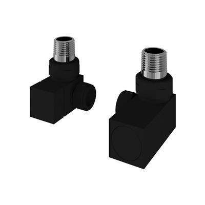 Corner Square Radiator Valves (pair) Matt Black