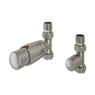 15mm Straight TRV and Lockshield Valve Brushed Nickel