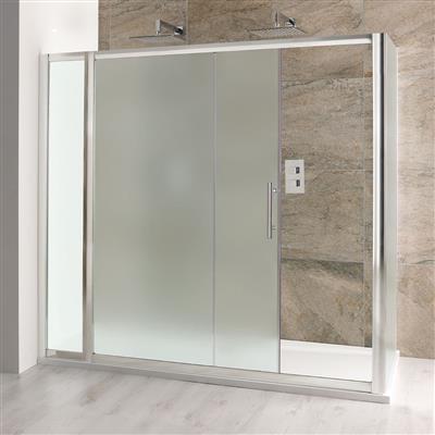 Volente 1850mm x 1300mm Frosted Slider Shower Door - Chrome