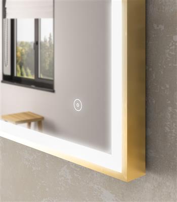 Castelli 700x500mm LED Framed Bathroom Mirror - Brushed Brass