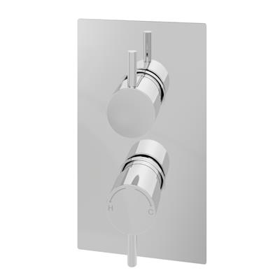 Concealed Thermostatic Twin Shower Valve with Round Handles - Chrome