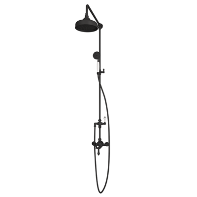 Traditional Thermostatic exposed shower Valve with Rigid 8'' Rose Head - Matt Black