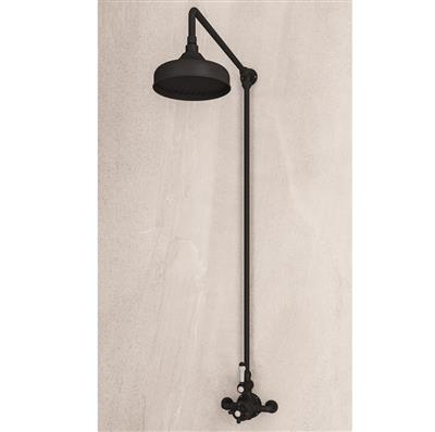 Traditional Twin Thermostatic exposed shower Valve with Rigid riser with 8'' Rose Head - Black